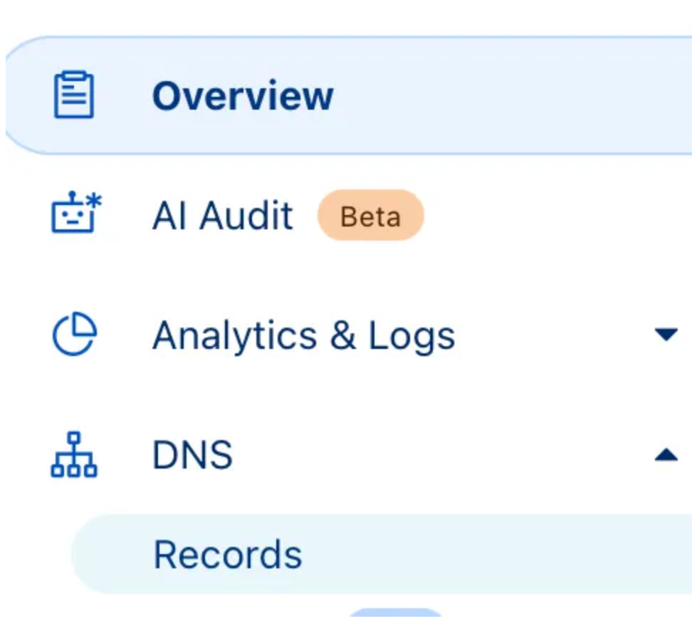 Cloudflare records view